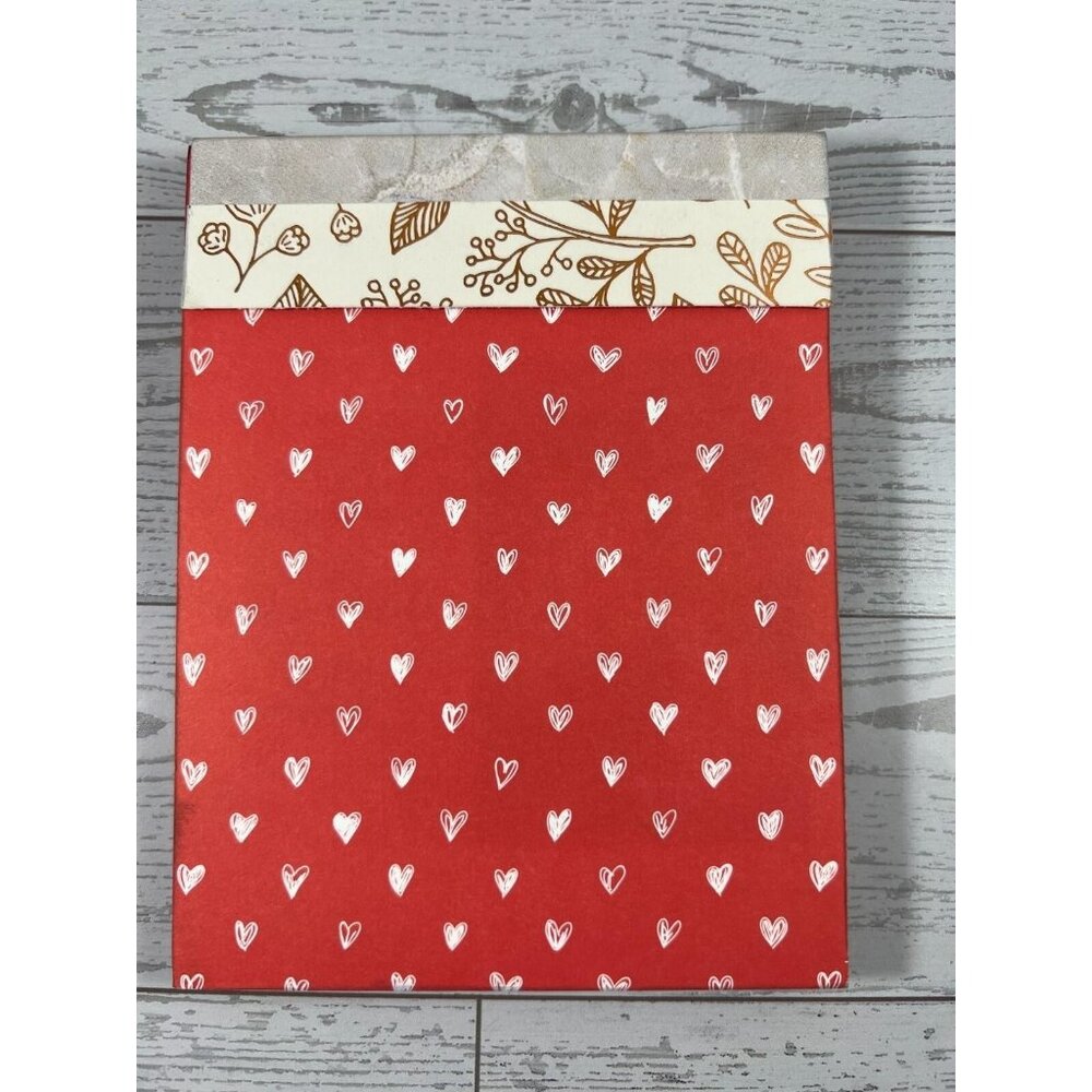 Handmade Notebook  Red Hearts & Botanical Design  4.25"x5.5" Journal